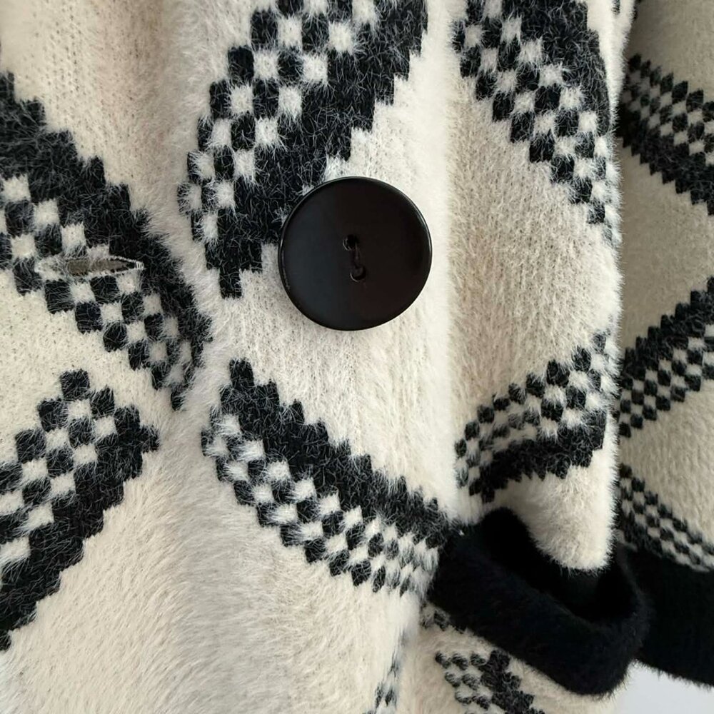 Joseph Ribkoff Checkered Jacket | Vanilla & Black | Style 223952 | Size S/P - Picture 9 of 15